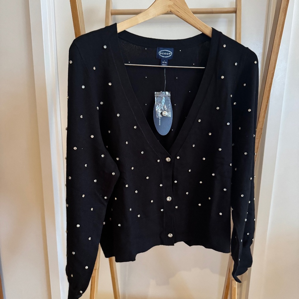 Black Gemmed cardigan by Scoop/Walmart